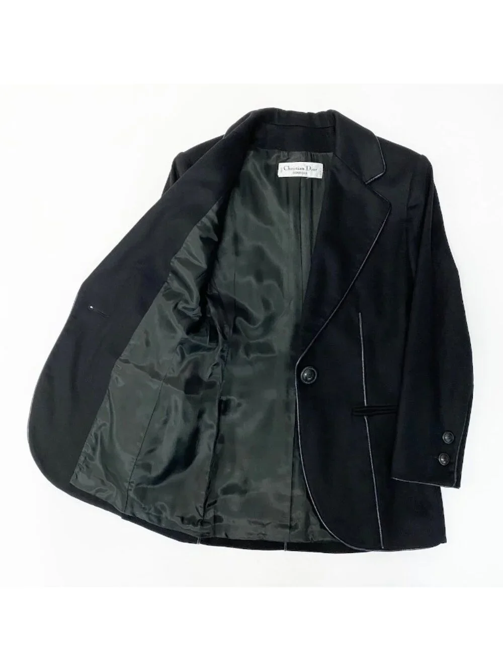 Dior @S Vintage Skirt Set Tailored Jacket Leather Piping